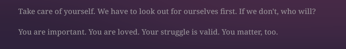 Taking care of yourself should be your number one mission